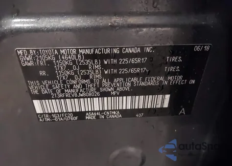 2018 Toyota Rav4 Xle from USA, damaged, VIN 2T3RFREV8JW808026